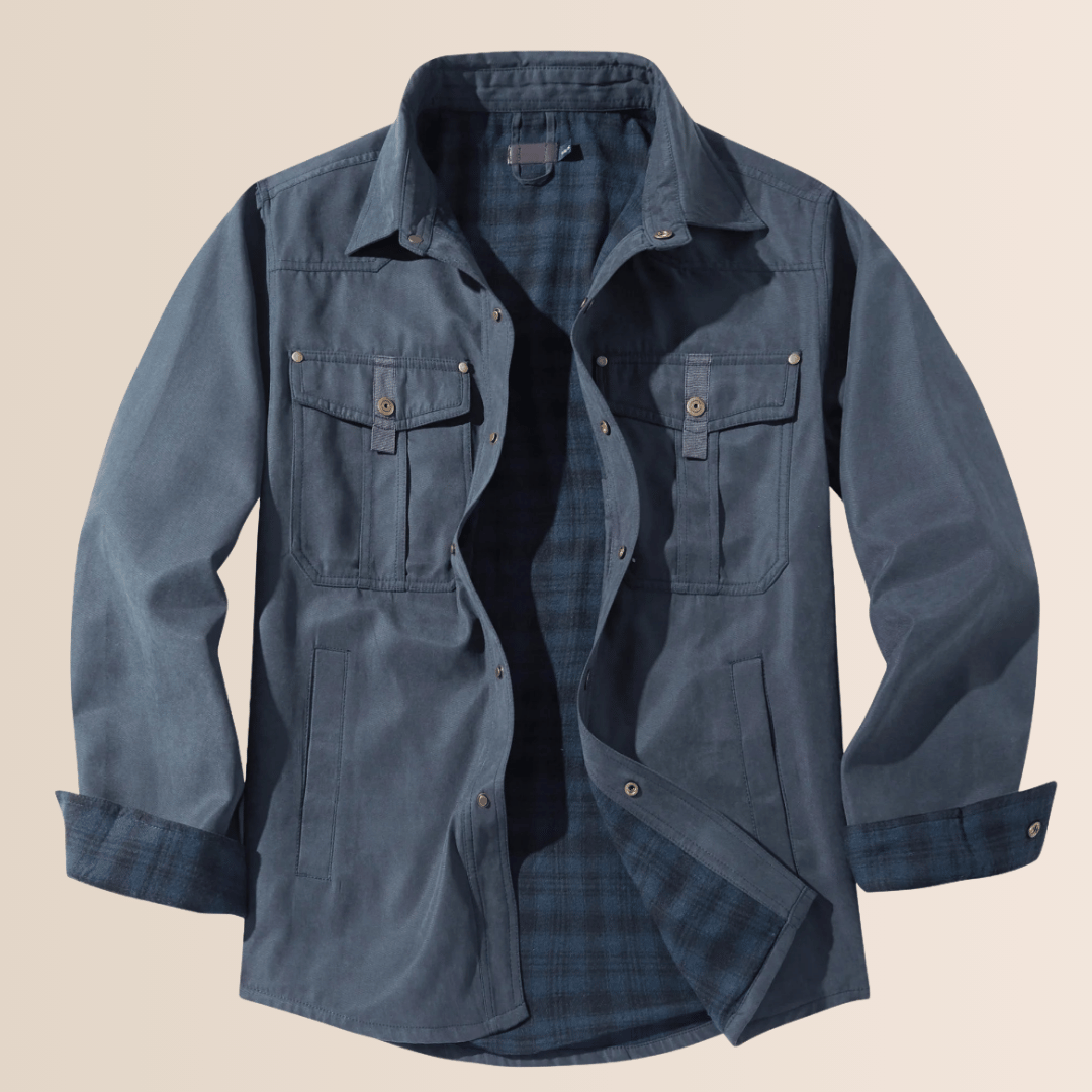 Drune | Vintage Flanell-karierter Herrenmantel