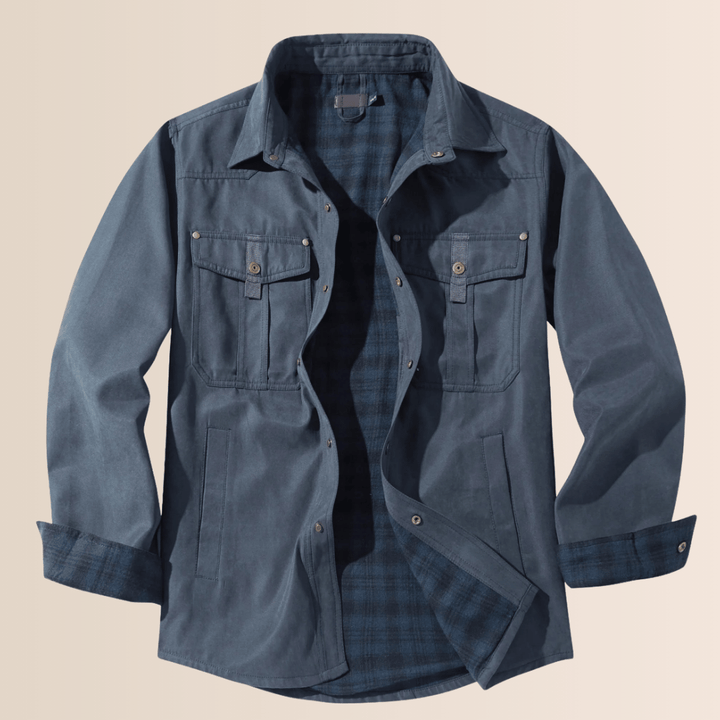 Drune | Vintage Flanell-karierter Herrenmantel