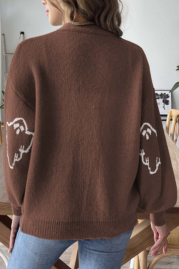 Drune | Halloween-Geist-Button-Pullover