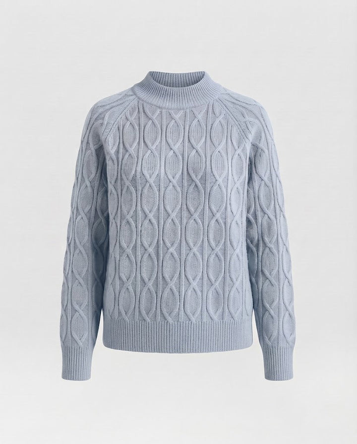 Damen Feinstrick-Pullover mit Zopfmuster und Stehkragen Drune