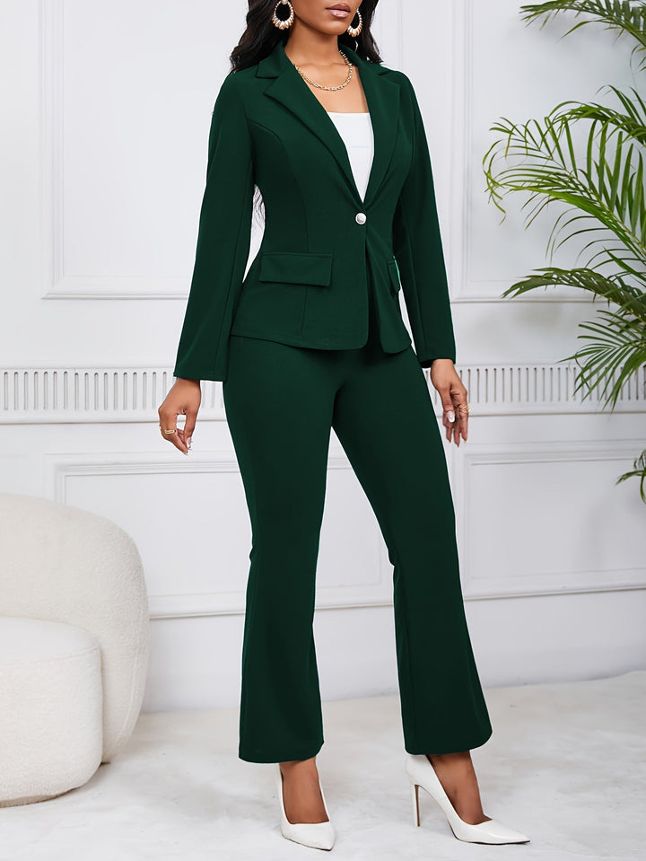 Drune | Damen Hosenanzug - Business Blazer mit Schlaghose im modernen Zweiteiler-Design