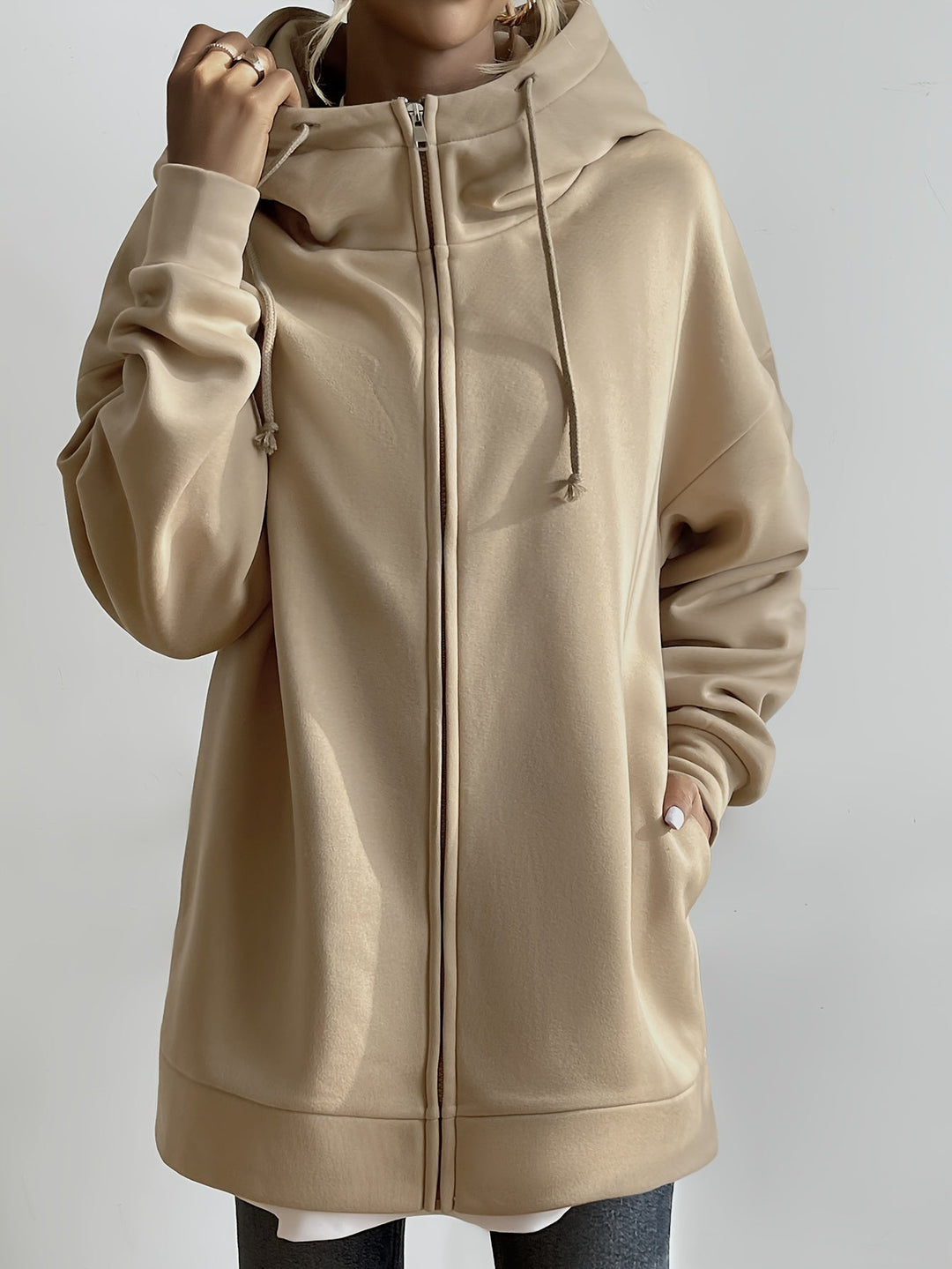 Drune | Comfort - Extrem bequemer langer Zip-Up-Plüsch-Hoodie mit Kapuze für Damen