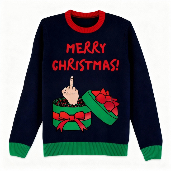 Drune | Festlich & Furchtlos: Lustiges Geschenk-Muster-Print Weihnachts-Pullover