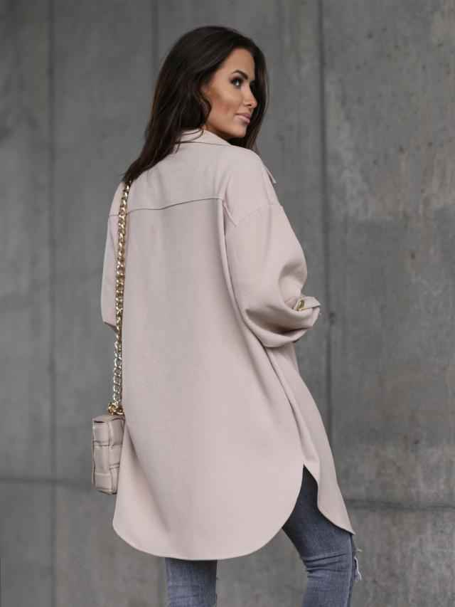 Drune | Lange Hemdjacke mit Knöpfen, Wollkragen und Revers