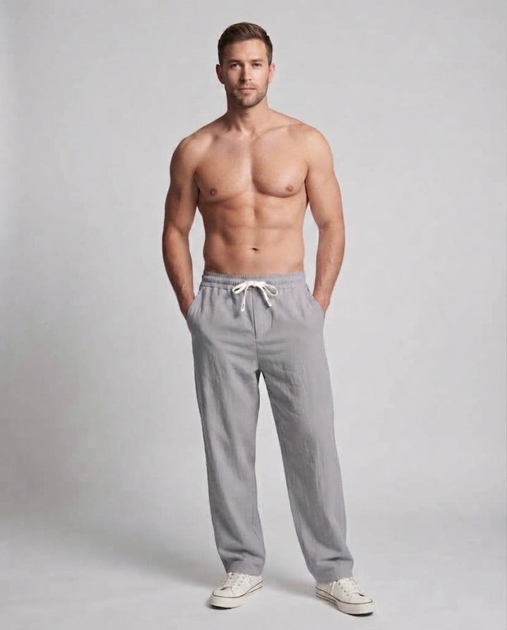 Herren Wide Chino-Hosen im Relaxed Fit mit Saum und Falten Drune