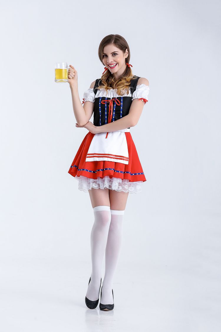 Damen nan authentisches Oktoberfest Madl Kostüm mit Schnürcorsage weiten Trompetenärmeln Drune