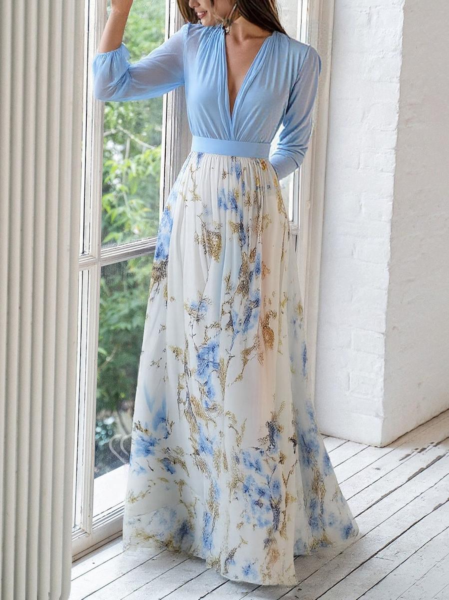 Drune | Schillerndes Maxikleid Mit Blumendruck