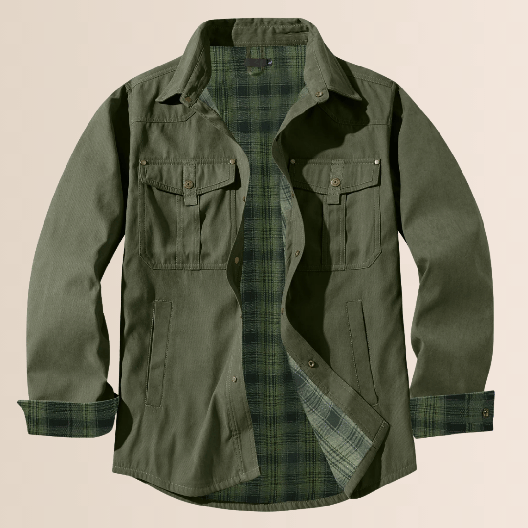 Drune | Vintage Flanell-karierter Herrenmantel