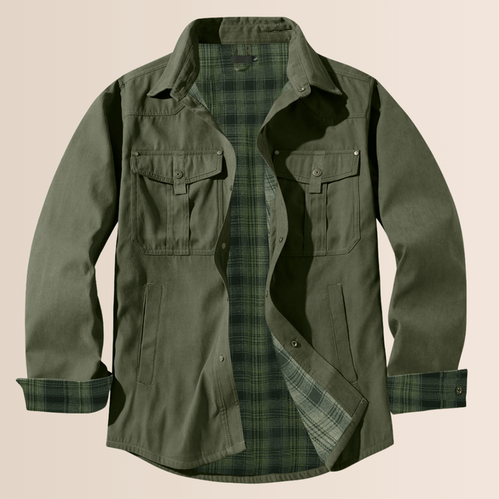 Drune | Vintage Flanell-karierter Herrenmantel