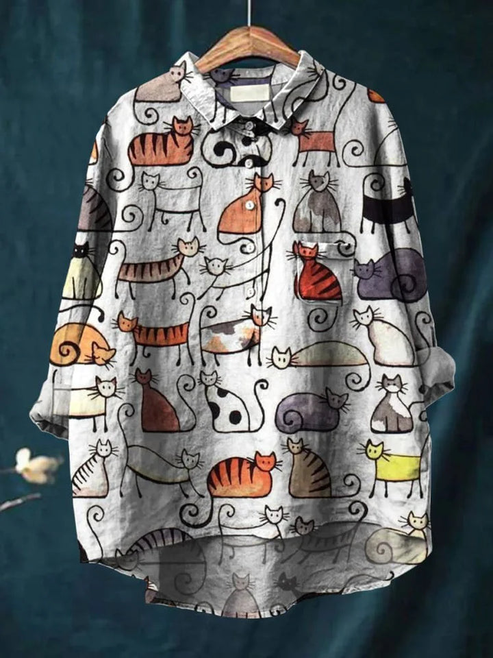 Drune | Katzenkunst Auf Weißem T-Shirt
