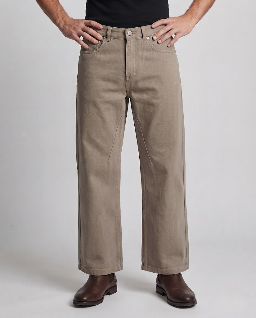 Herren Weite Baumwoll-Twill-Hose mit weitem Bein und geradem Schnitt Drune