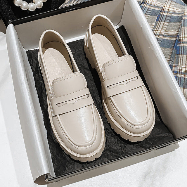 Drune | Mode Damen Britischer Stil Echtes Leder Plattform Schuhe Frühling Schuhe