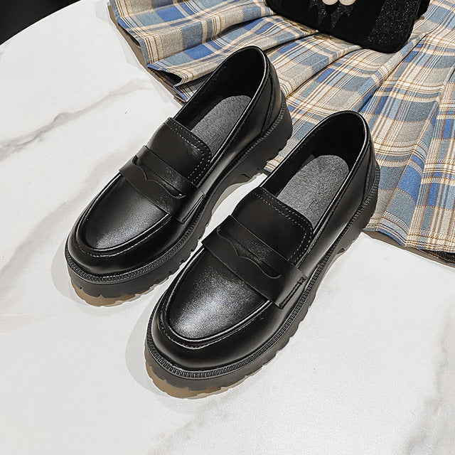 Drune | Mode Damen Britischer Stil Echtes Leder Plattform Schuhe Frühling Schuhe