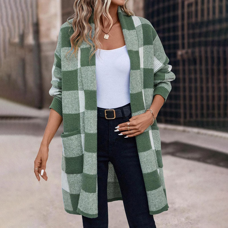 Drune | Lässige Karierte Strickjacke