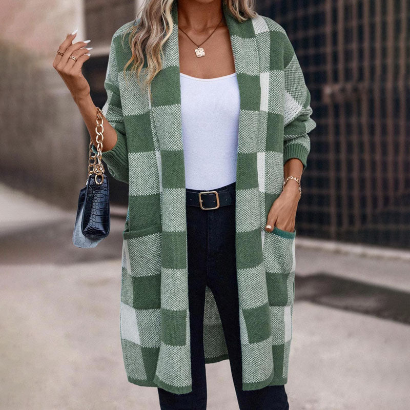 Drune | Lässige Karierte Strickjacke