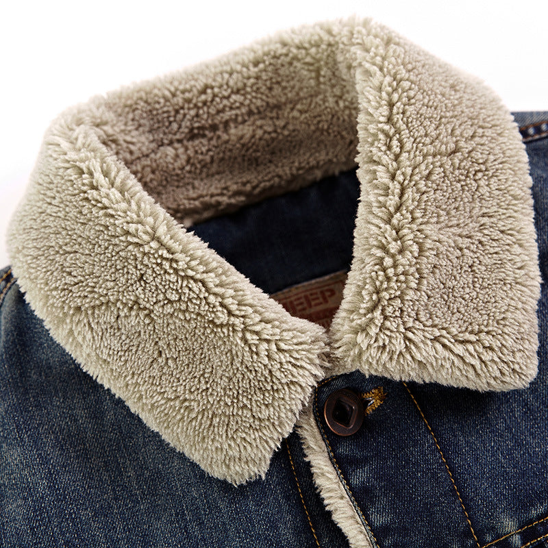 Herren Warm gefütterte Denimjacke Drune