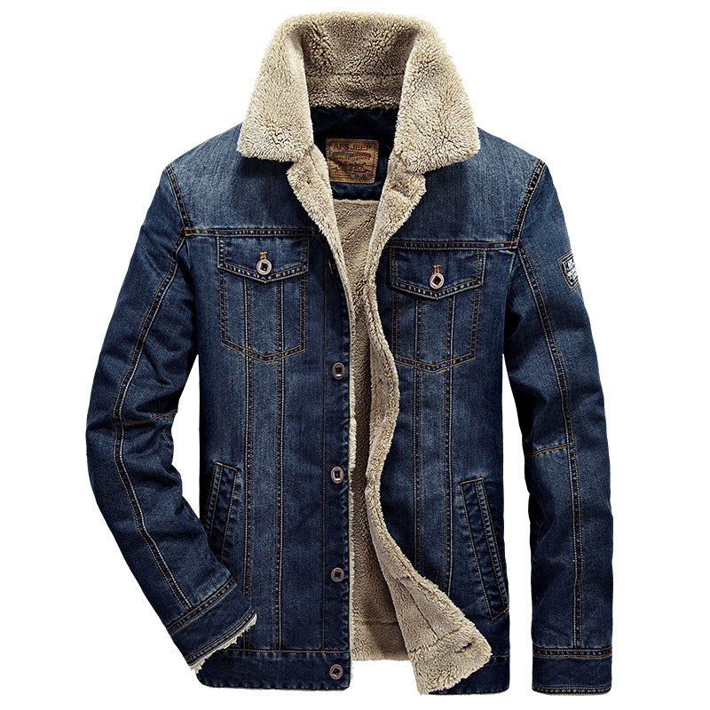 Herren Warm gefütterte Denimjacke Drune