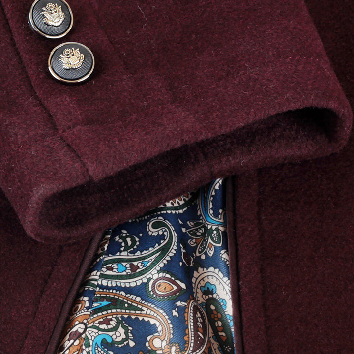 Herren Taillierter Wollmix-Kurzmantel mit Stehkragen und Reißverschluss-Brusttasche Drune
