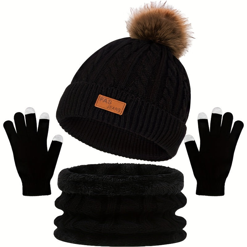 Drune | Lässiges Winter Essential Mütze und Handschuh Set für Frauen