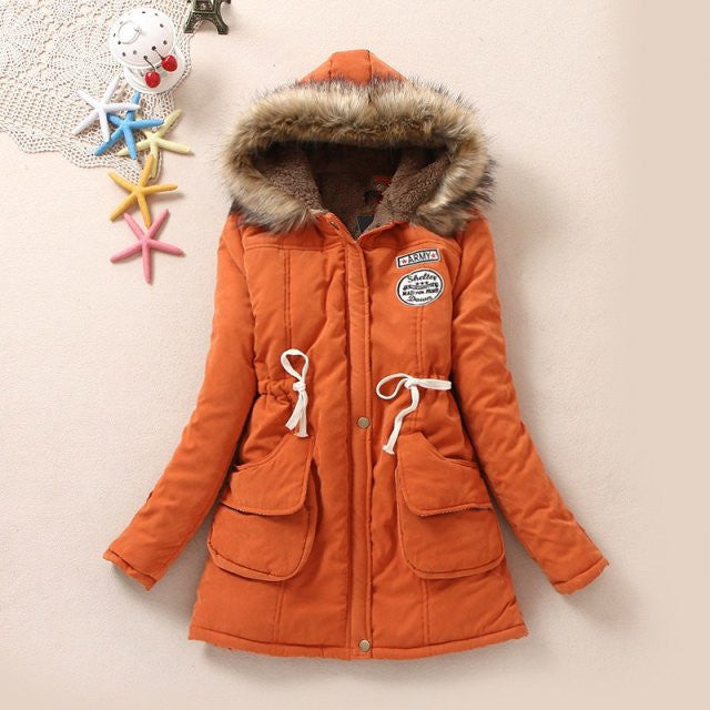 Damen nan lange Thermo-Parka mit Teddyinnenfutter, abnehmbarer Kunstfellkapuze, Kordelzug-Taille und Mehrfachtaschen Drune