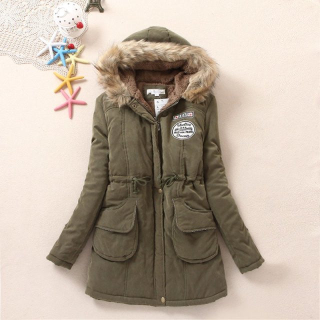 Damen nan lange Thermo-Parka mit Teddyinnenfutter, abnehmbarer Kunstfellkapuze, Kordelzug-Taille und Mehrfachtaschen Drune