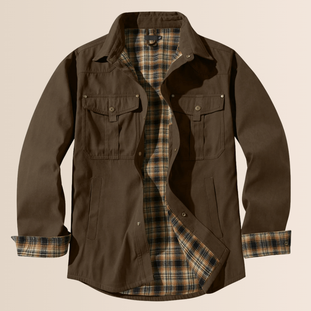 Drune | Vintage Flanell-karierter Herrenmantel