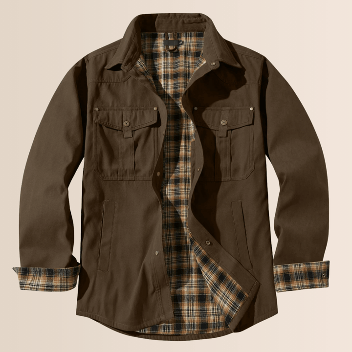 Drune | Vintage Flanell-karierter Herrenmantel