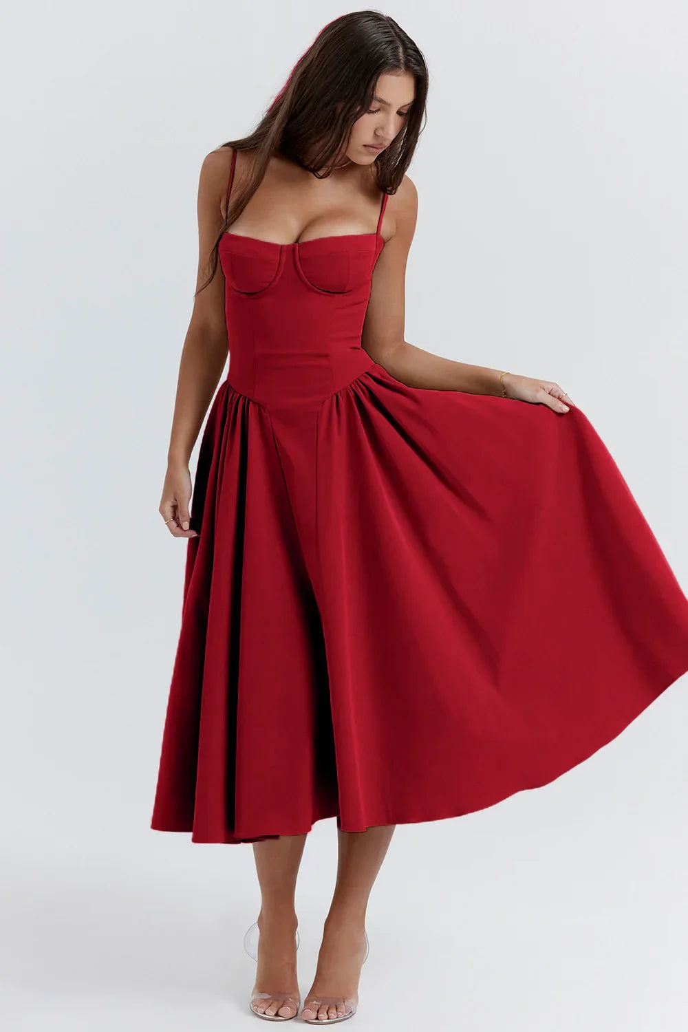 Drune | Ärmelloses Midikleid Mit Korsett Passform