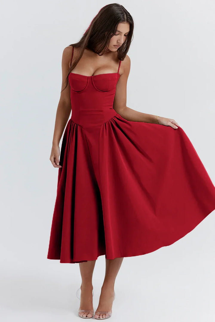 Drune | Ärmelloses Midikleid Mit Korsett Passform