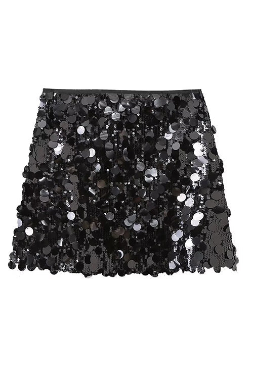 Drune | Rosiedress Elastischer Bund Pailletten Minirock