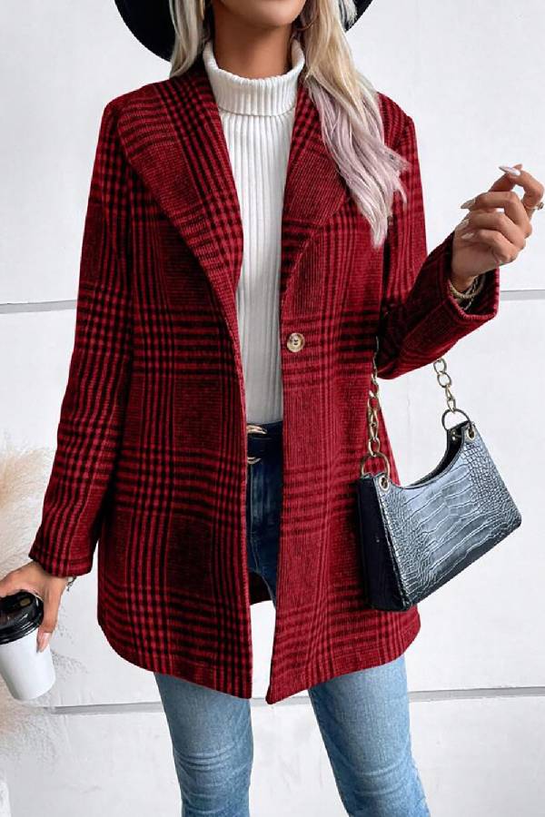 Drune | Kollektion Karierter Kragen Langarmjacke