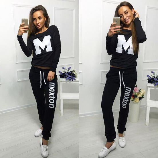 Damen Sportliches Freizeit-Set mit kreativem Aufdruck Drune