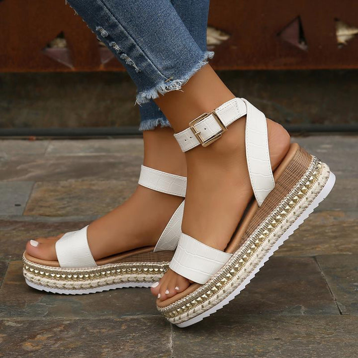 Drune | Sommer Sandalen Mit Schnallenriemen Und Plateau