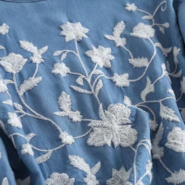 Drune | Bestickte Blumenbluse mit Knopfleiste
