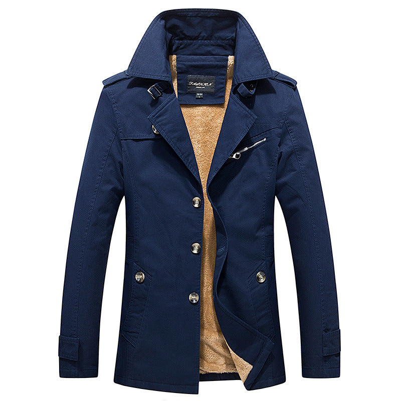 Herren Modische Trenchjacke mit Teddyfutter Drune
