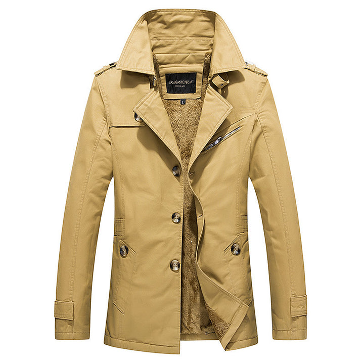 Herren Modische Trenchjacke mit Teddyfutter Drune