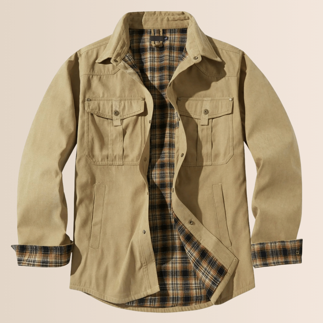 Drune | Vintage Flanell-karierter Herrenmantel
