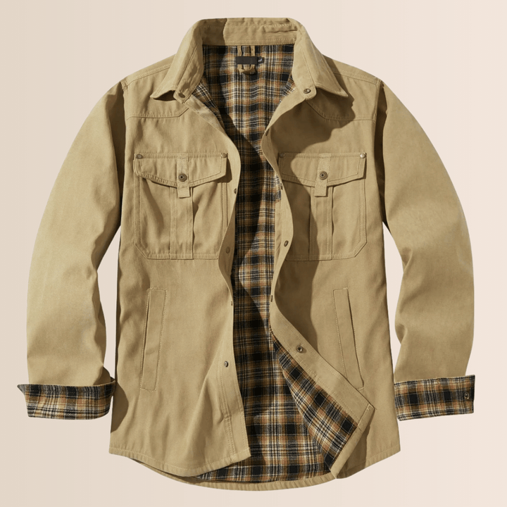 Drune | Vintage Flanell-karierter Herrenmantel