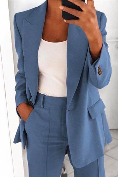 Drune | Rosiedress Ein-Knopf Einfarbiger Büro Blazer Jacke