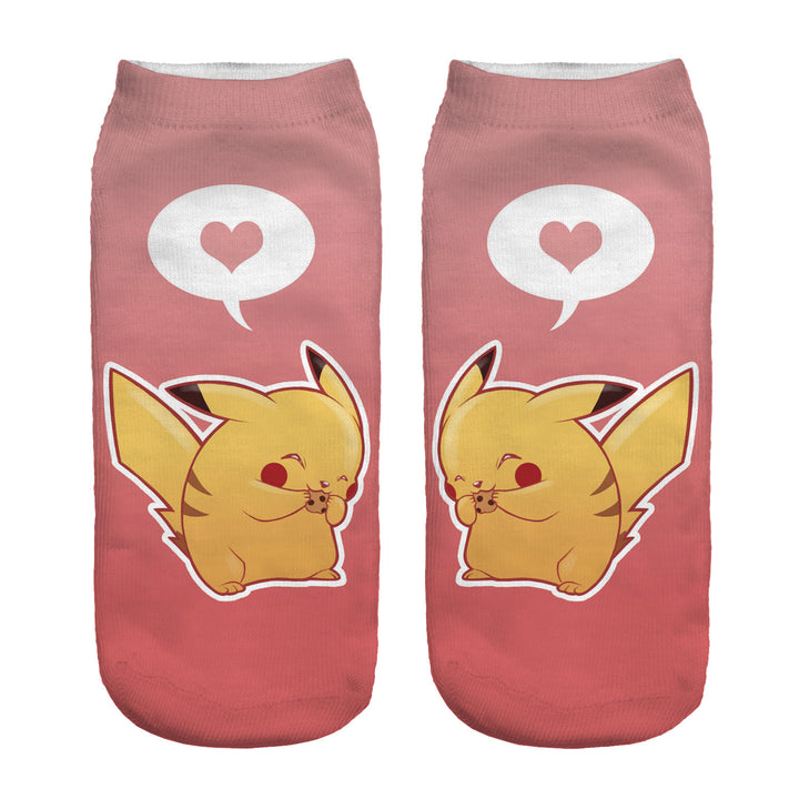 Unisex Niedrige Ankle-Socken mit Cartoon-Monster-Gesicht und weichem Baumwollmix Drune