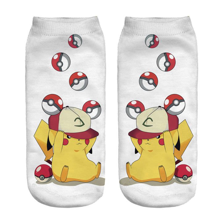 Unisex Niedrige Ankle-Socken mit Cartoon-Monster-Gesicht und weichem Baumwollmix Drune