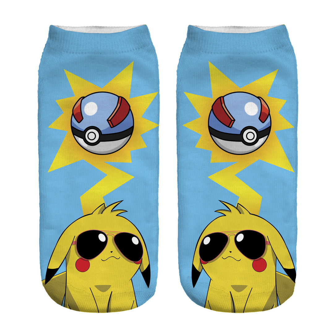 Unisex Niedrige Ankle-Socken mit Cartoon-Monster-Gesicht und weichem Baumwollmix Drune