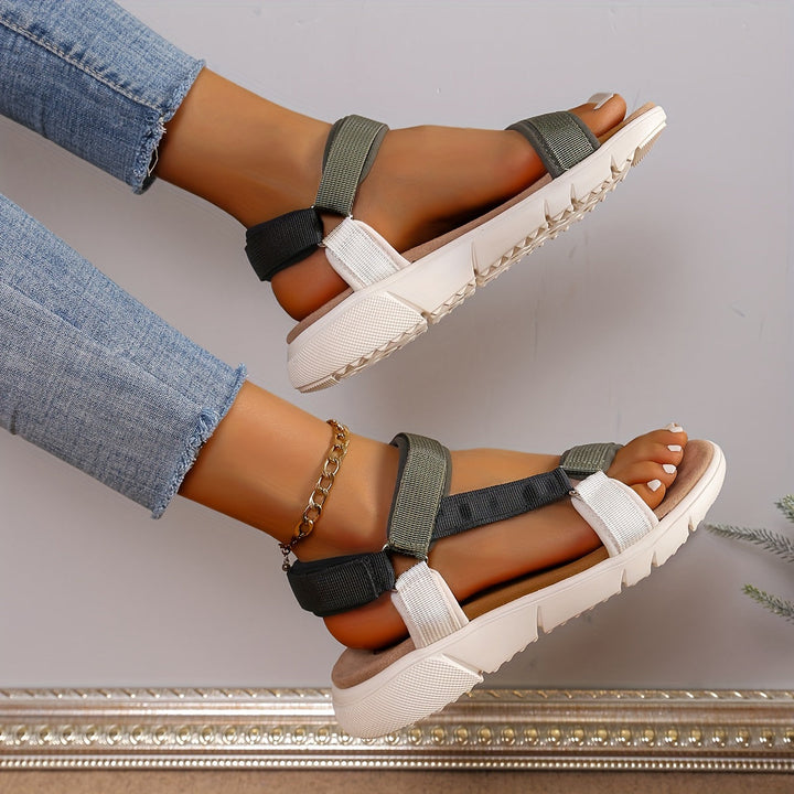 Drune | Damen Sandalen: Farbblock, Rutschfest, Elegant, Leicht, Outdoor, Sommer