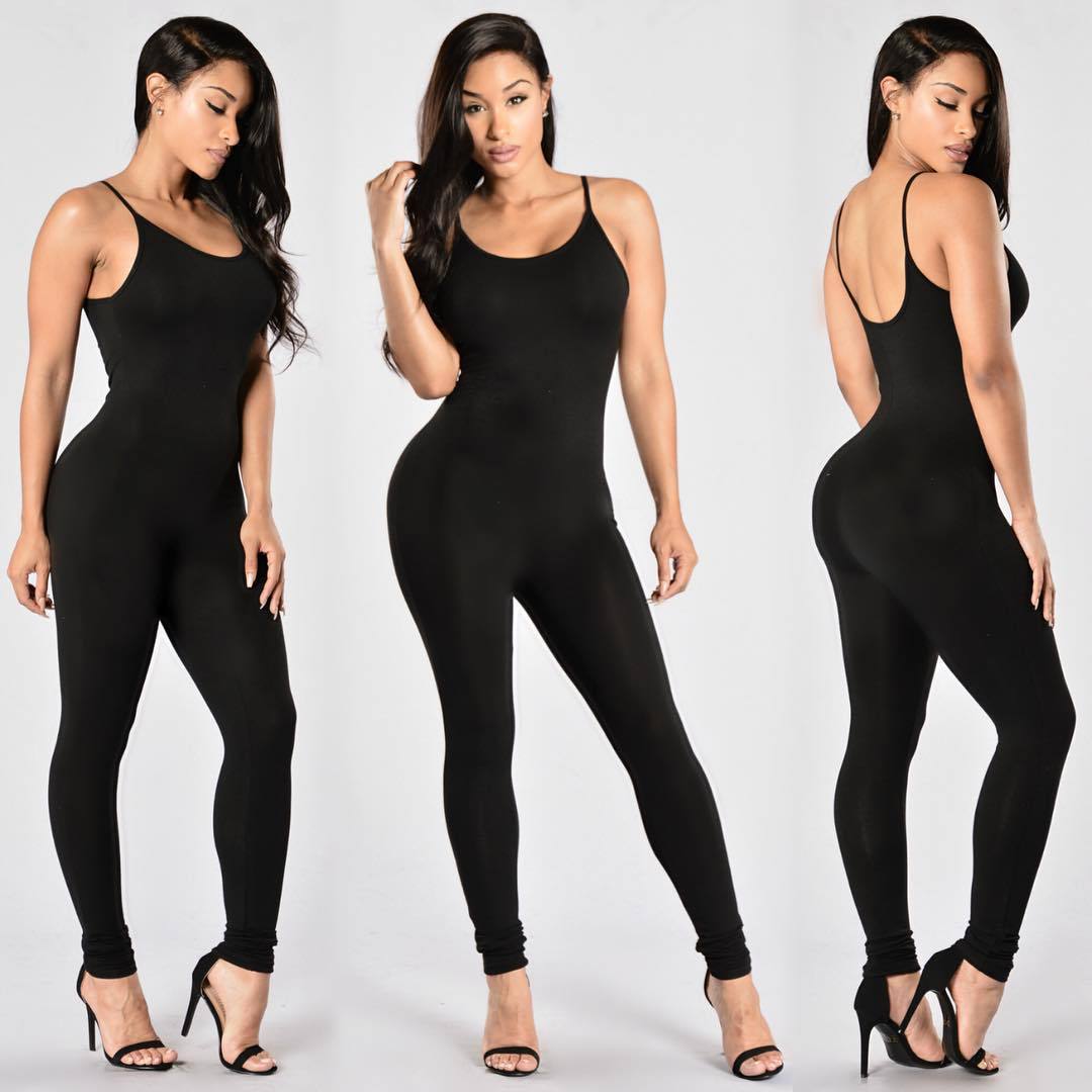 Damen komfortabler und figurbetonter Jumpsuit mit schmalen Trägern Drune