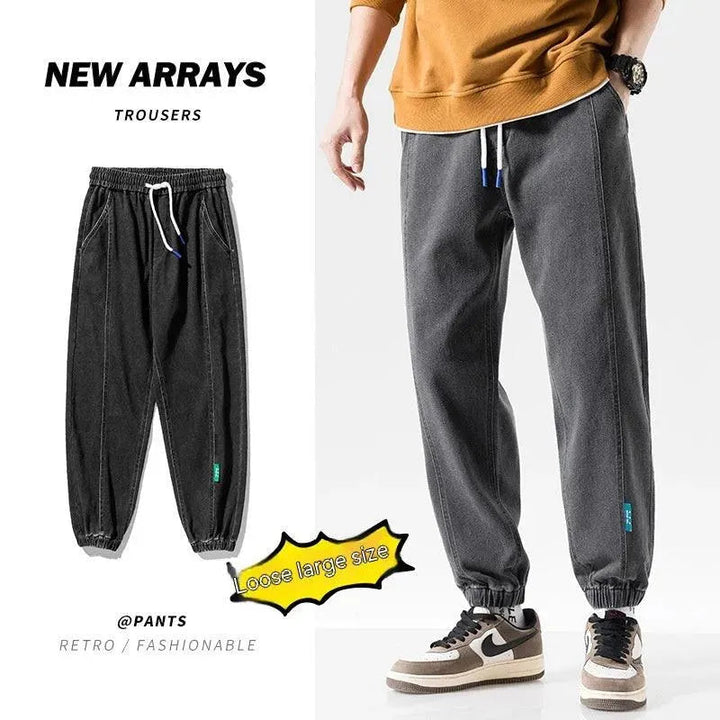 Drune | Modische Plus-Size-Herren-Jeans mit Knöchelbindung