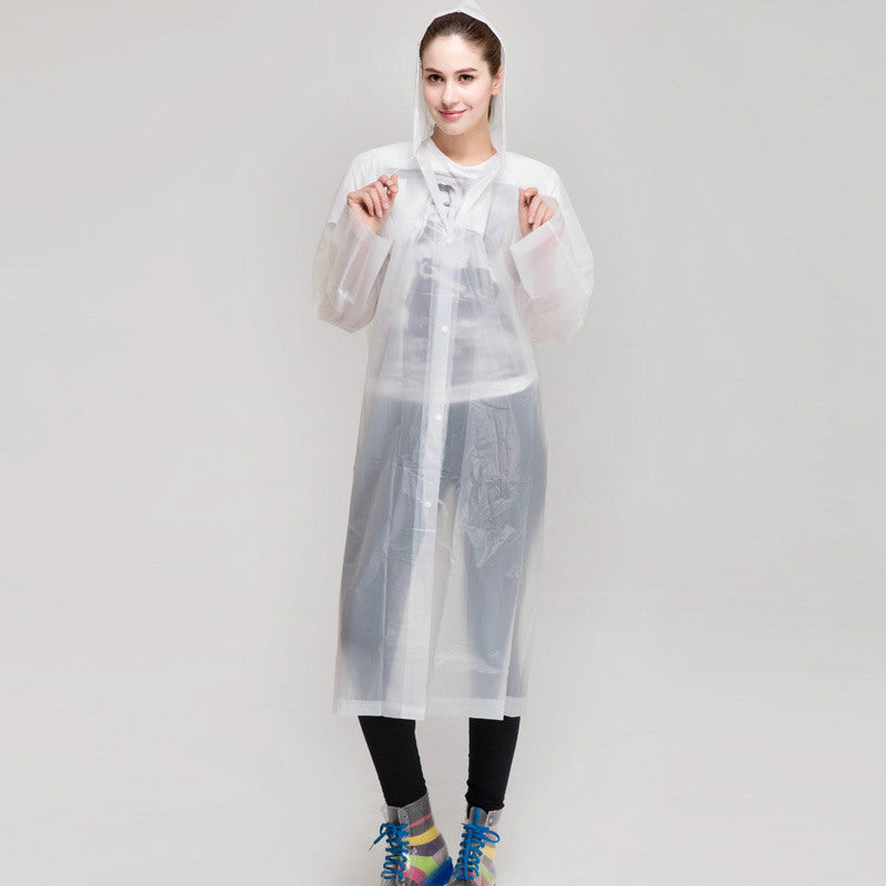 Damen Transparente Regenjacke mit Kapuze und Druckknopfverschluss Drune