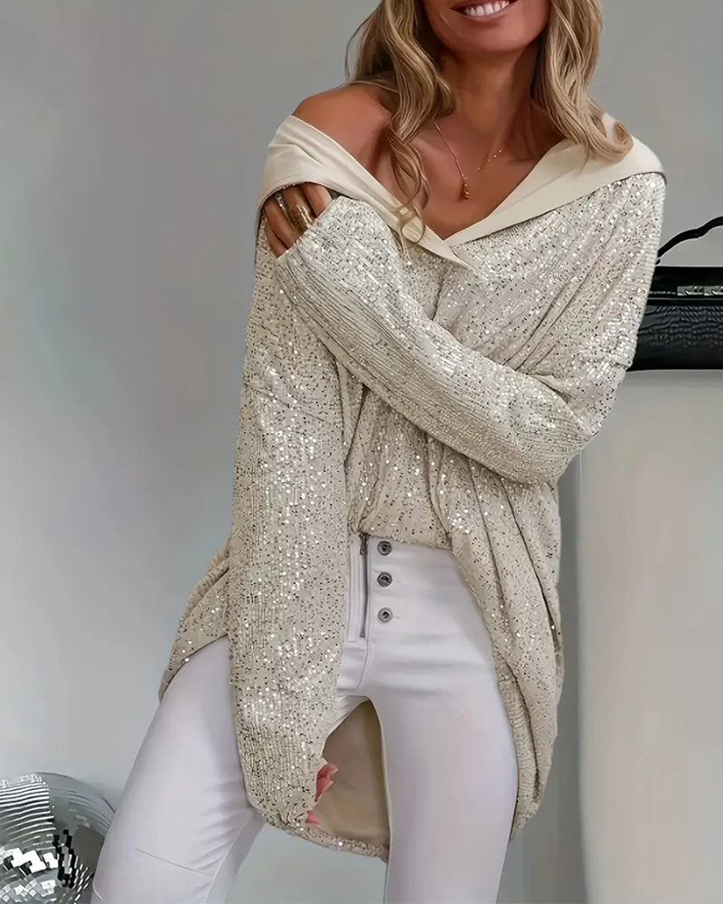 Drune | Damen Glitzernd Paillette Loose Fit