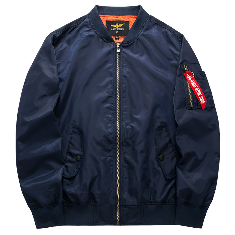 Men's  streamlined commuter bomber jacket with water-resistant nylon shell and sleeve pen pocket Drune