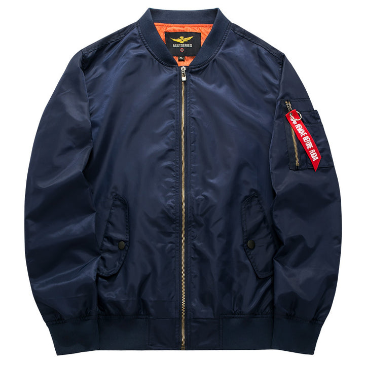 Men's  streamlined commuter bomber jacket with water-resistant nylon shell and sleeve pen pocket Drune