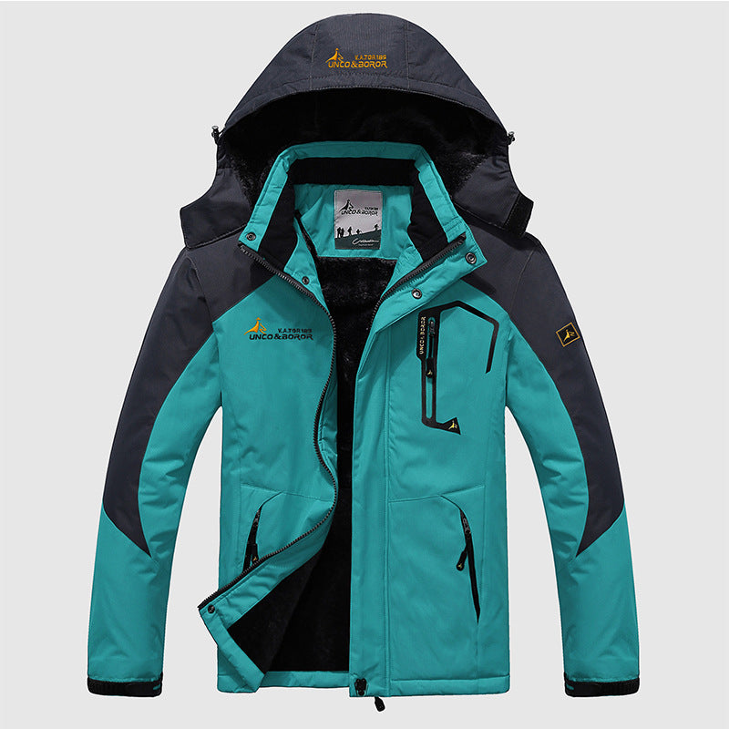 Herren dreilagige Thermo‑Trekkingjacke mit abnehmbarer Kapuze und hochflorigem Fleecefutter Drune